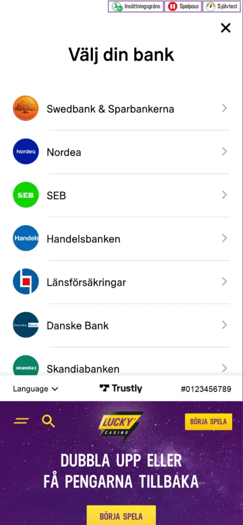 BankID Casino 3 - Välj bank