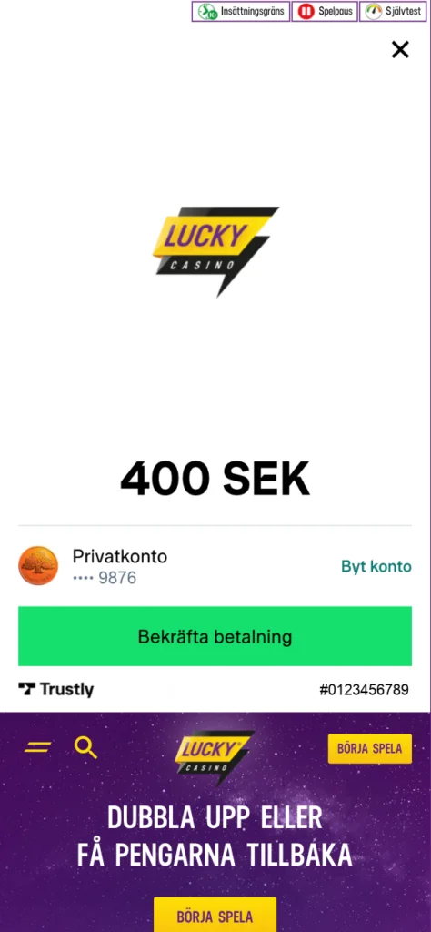 BankID Casino 7 - Bekräfta betalningen